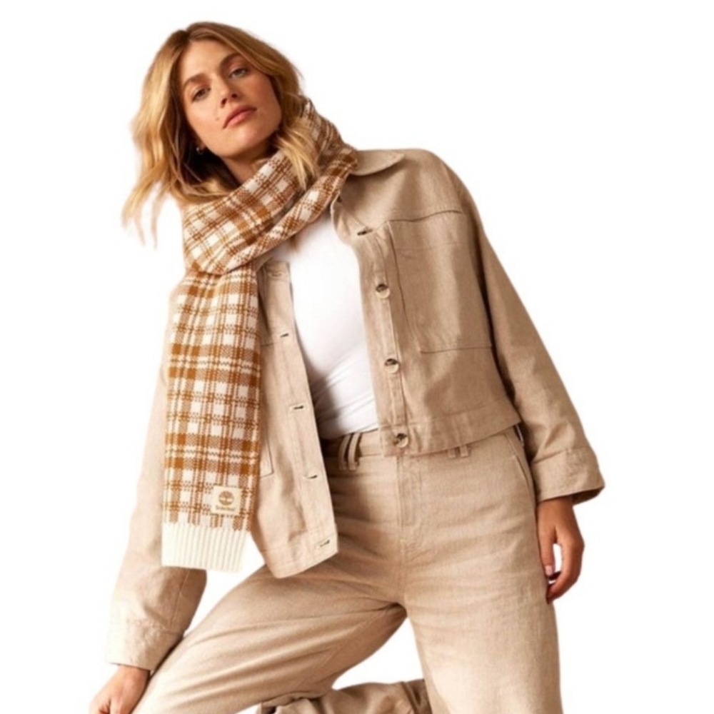 Timberland scarf tan white plaid